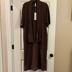 Chic Brown Maxi Dress with Scarf